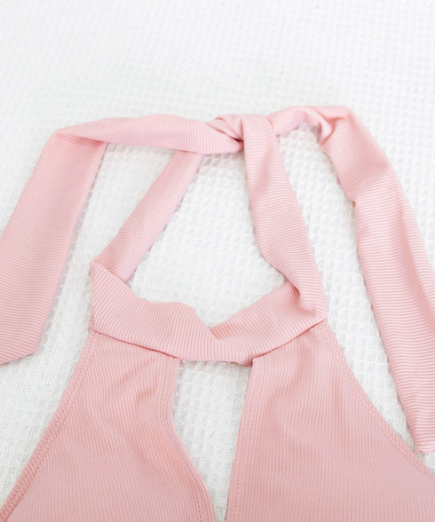 ビキニ水着3点セット盛れる水着レディース 大人可愛いタンキニ ホルターネック水着 セクシーセパレート水着 海水浴ビスチェ水着スイムウェア バックシャン水着 617YY-001